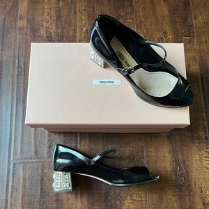 Miu Miu Bejeweled Open Toe Pump